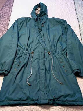 Vintage Size 14 Tall Monica Gray Hunter Green Long Coat